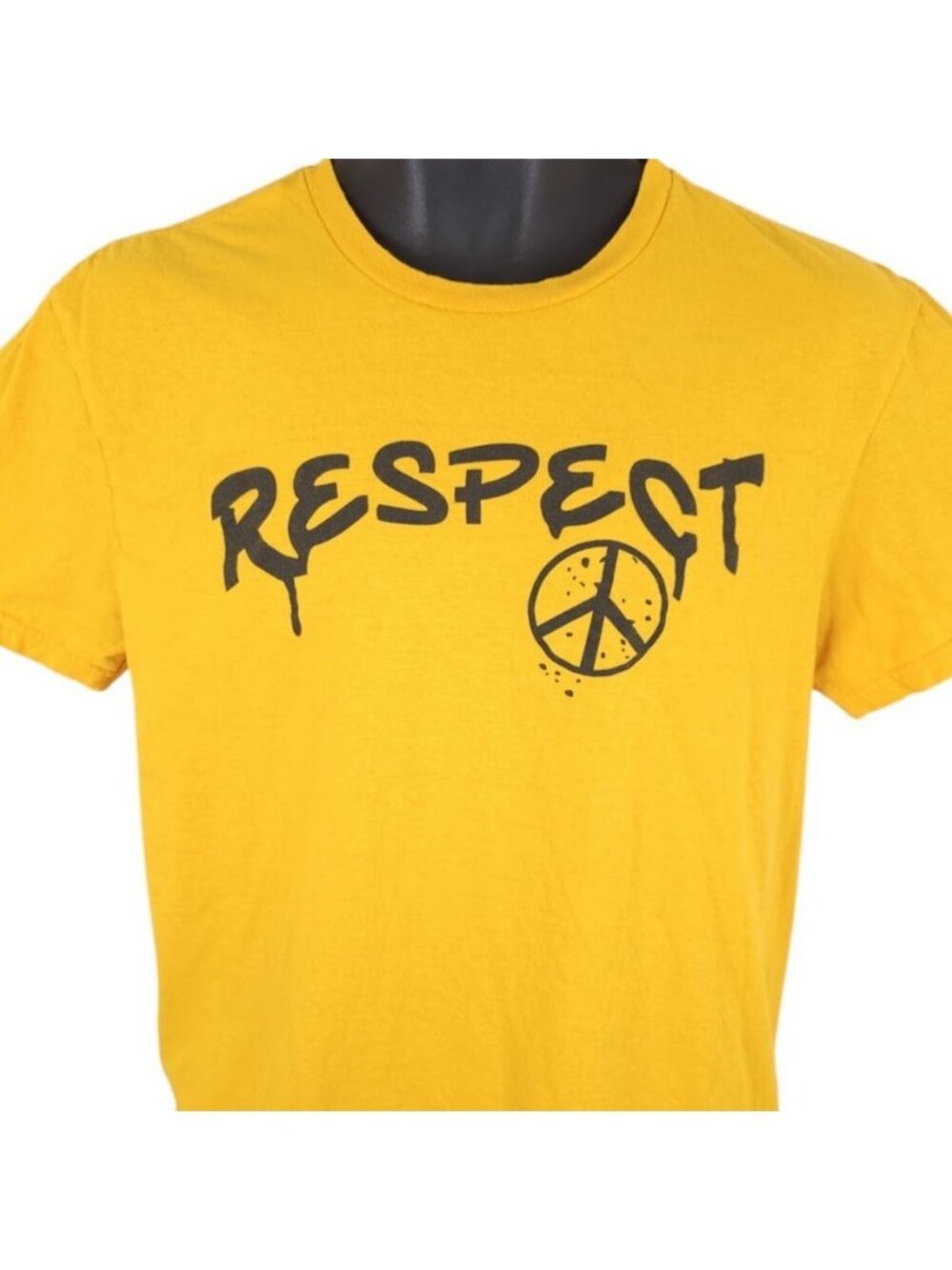 Respect T Shirt Mens Size Medium Yellow Peace Symbol